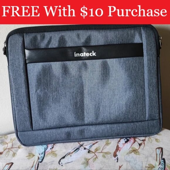 Inateck Laptop iPad Tablet Sleeve Charcoal Color Padded Minky Lined RED BANNER - Picture 1 of 5